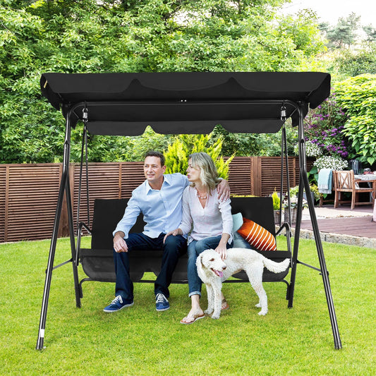 3 Person Porch Swing with Adjustable Canopy